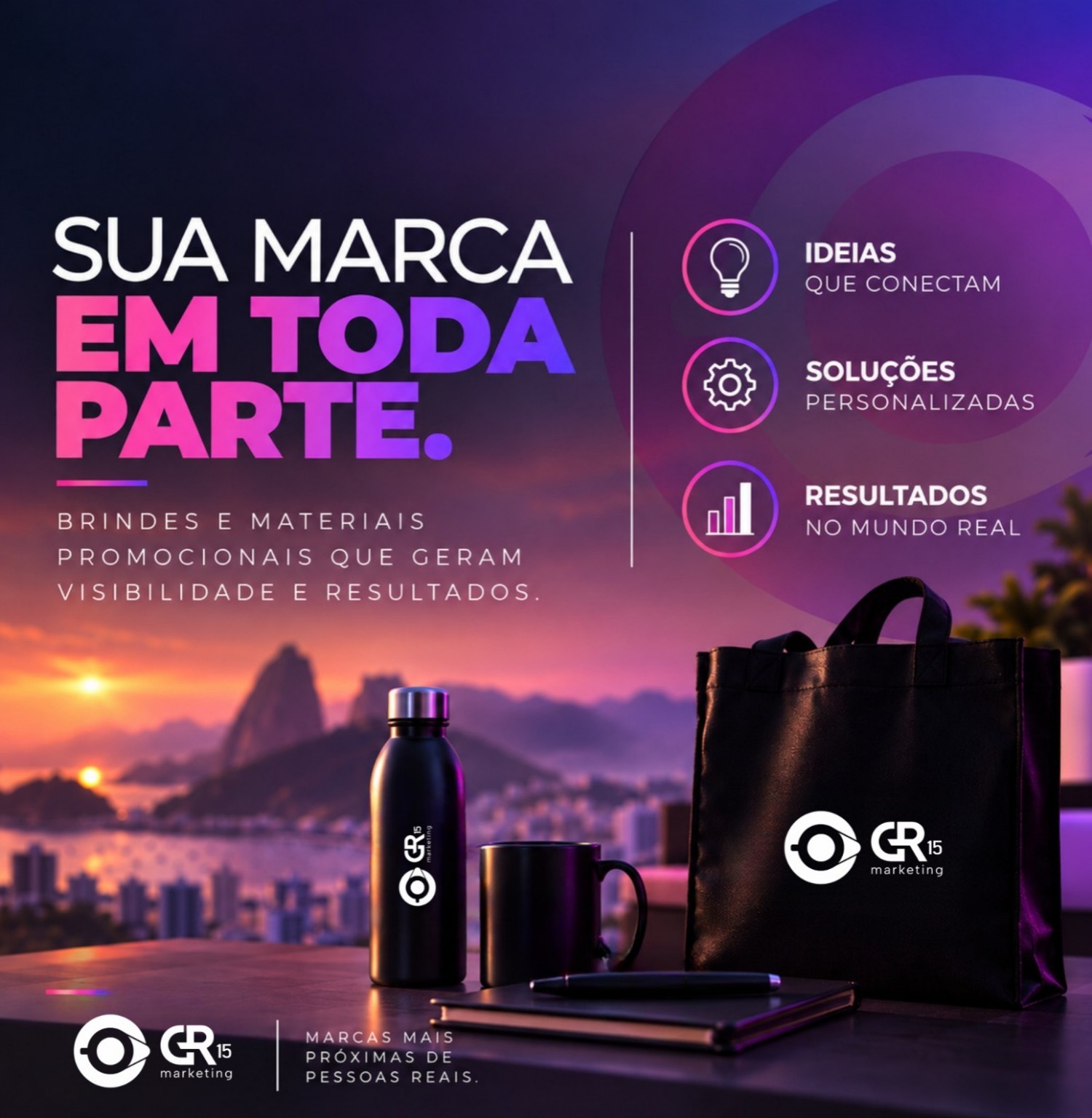 Brindes e materiais promocionais personalizados da GR15